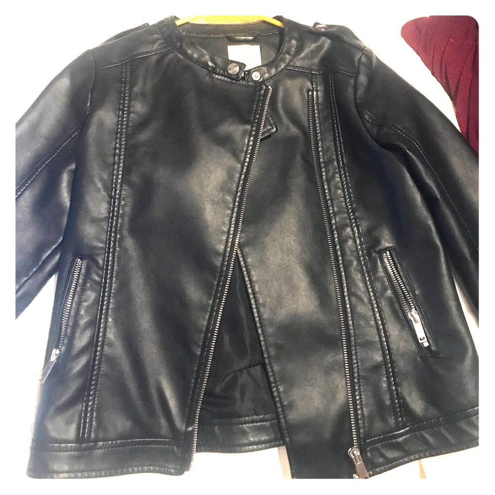 Faux leather moto jacket